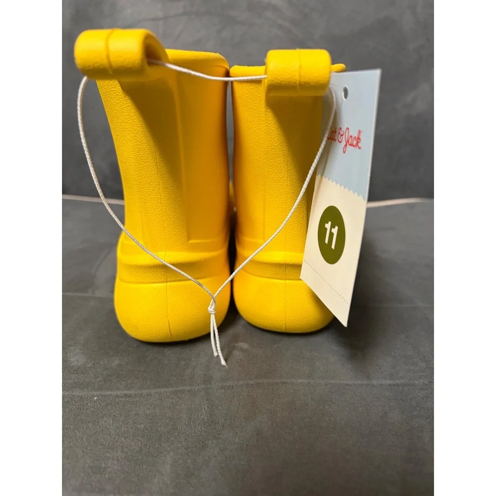 Cat & Jack Yellow Eli Rain Boots Kids Size 11 Waterproof Molded Ankle Boots NEW